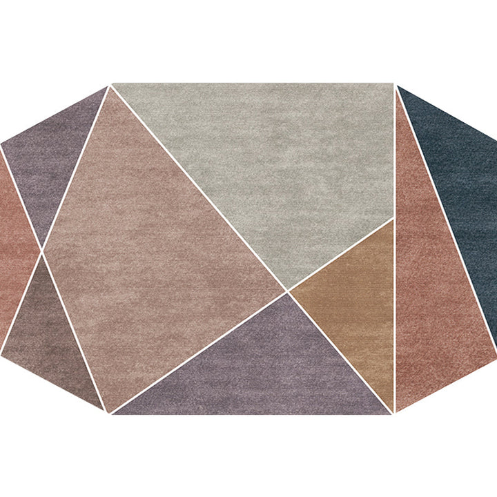 BowLift | Blue and Brown Irregular Rug Bedroom Novelty Color Block Pattern Area Rug Polyester Pet-Friendly Rug