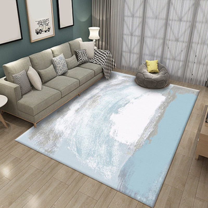 Pink and Green Bedroom Rug Modern Abstract Pattern Area Rug Polyester Stain Resistant Rug | Bowlift