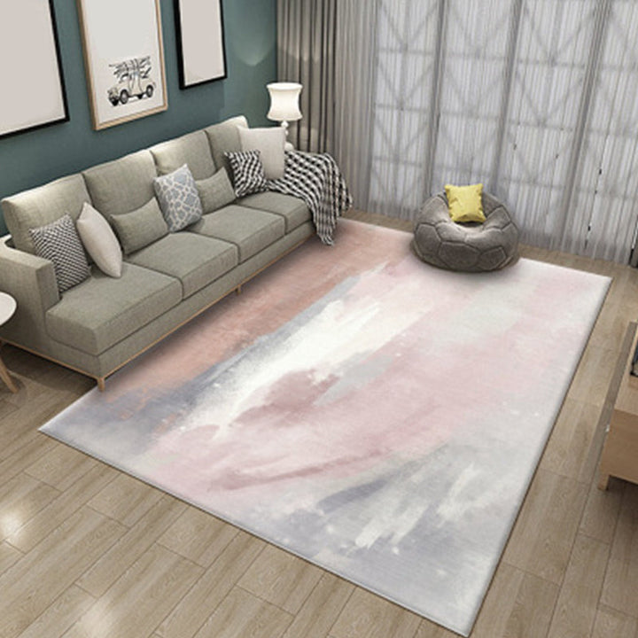 Pink and Green Bedroom Rug Modern Abstract Pattern Area Rug Polyester Stain Resistant Rug | Bowlift
