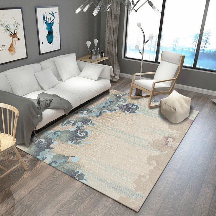 Casual modern rug in brown and blue abstract pattern rug polyester dirt-repellent rug for home decor | Bowlift