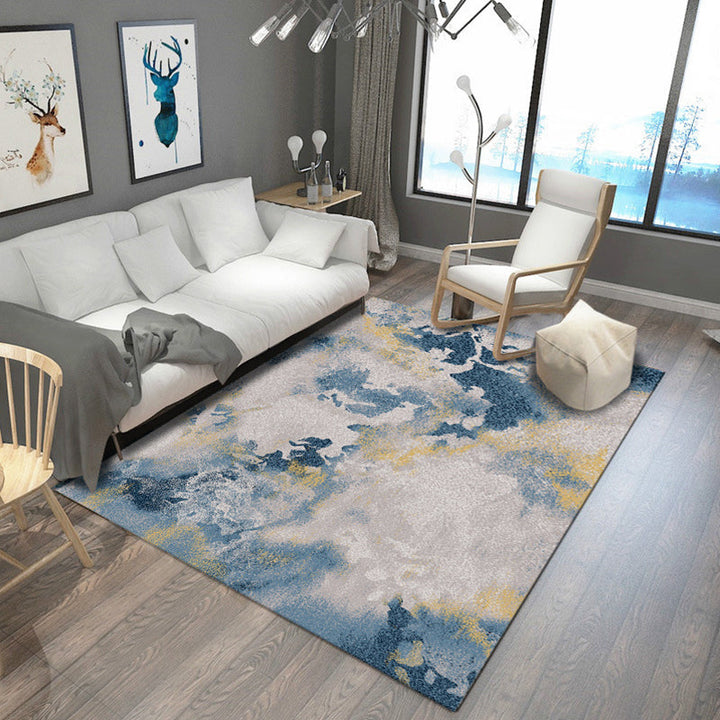 Casual modern rug in brown and blue abstract pattern rug polyester dirt-repellent rug for home decor | Bowlift