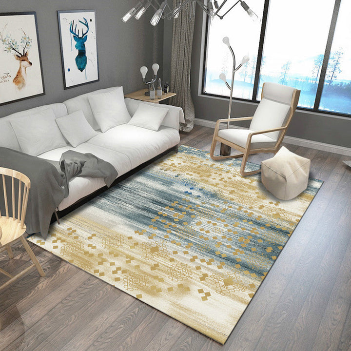 Casual modern rug in brown and blue abstract pattern rug polyester dirt-repellent rug for home decor | Bowlift