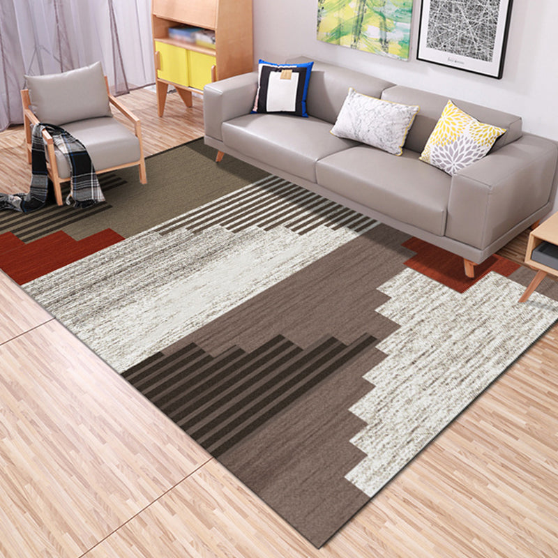 Blue and Gray Bedroom Rug Modern Geometric Pattern Area Rug Polyester Washable Non-Slip Back Rug | Bowlift