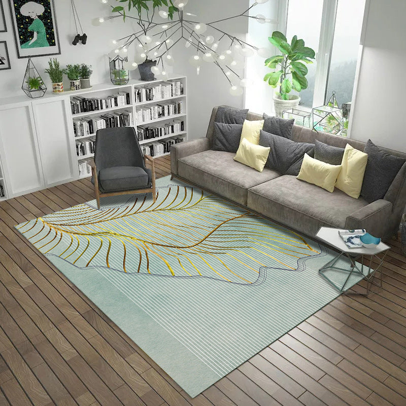 Modern living room rug in black and green with abstract twisted line pattern rug polyester pet-friendly area rug | Bowlift