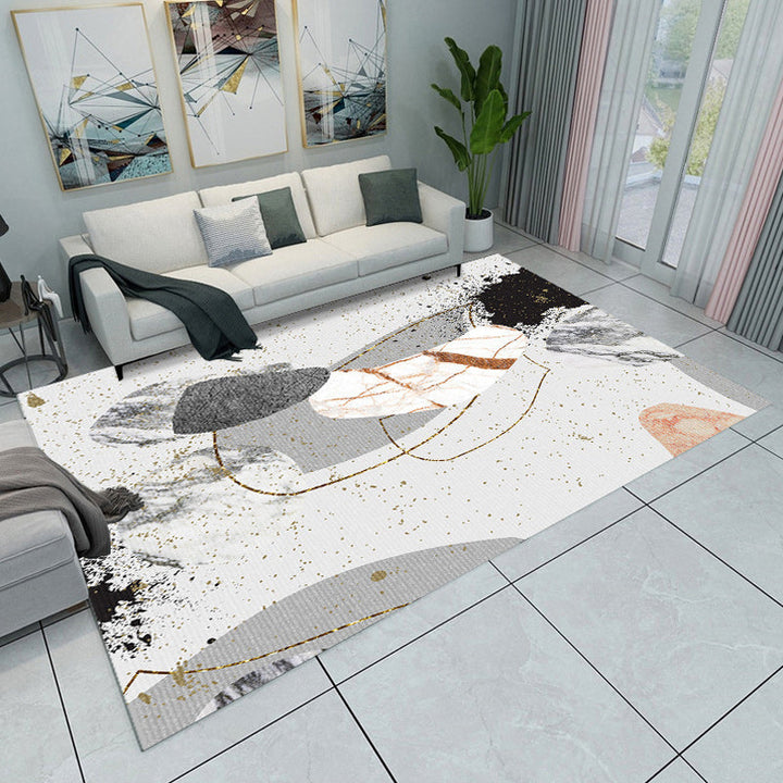 Gray and Green Bedroom Rug Modern Color Block Pattern Rug Polyester Washable Pet-Friendly Rug | Bowlift