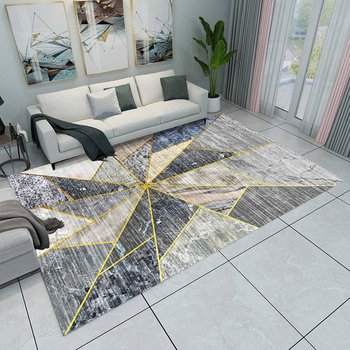 Gray and Green Bedroom Rug Modern Color Block Pattern Rug Polyester Washable Pet-Friendly Rug | Bowlift