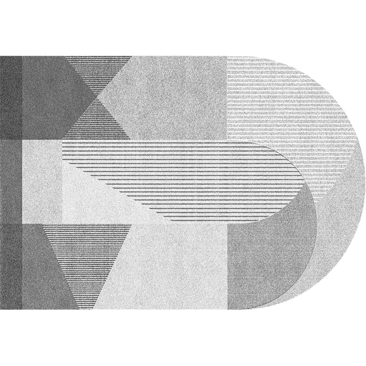 BowLift | Novelty Living Room Irregular Carpet in Pink and Grey Color Block Stripe Print Carpet Polyester Non-Slip Rug