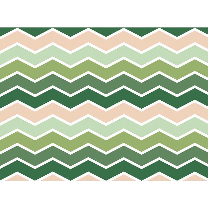 Green bedroom carpet Modern striped wave pattern carpet Polyester washable Non-slip back carpet | Bowlift