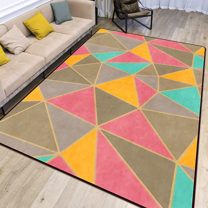 Brown bedroom carpet modern color block triangle pattern carpet polyester stain-resistant carpet | Bowlift