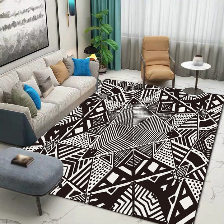 Nordic Modern Rug with Black Lines Dot Pattern Rug Polyester Machine Washable Rug for Home Decor | Bowlift