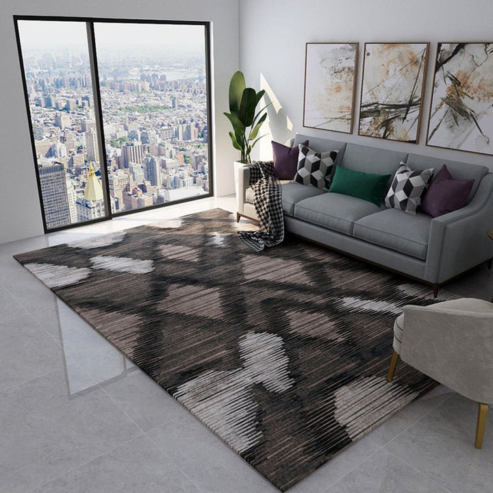 Minimalist Modern Rug in Brown and Pink Abstract Pattern Rug Polyester Pet-Friendly Rug for Home Decor | Bowlift