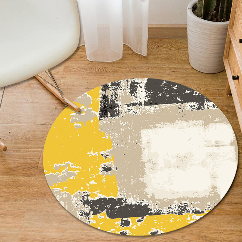 BowLift | Blue and Yellow Bedroom Rug Modern Abstract Brush Stroke Pattern Rug Polyester Pet-Friendly Rug