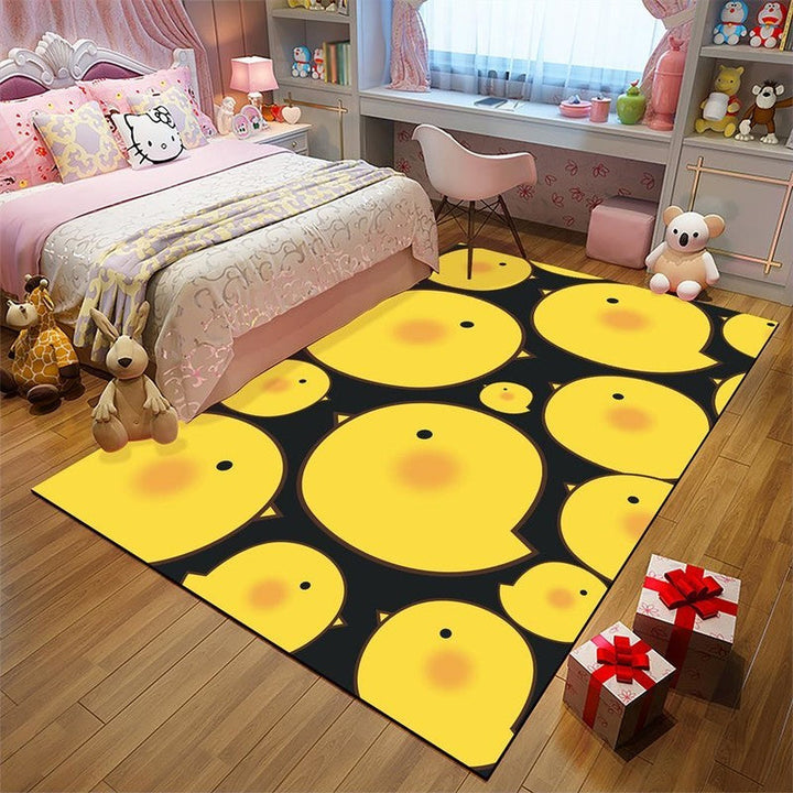 BowLift | Kids' Room Rug in Black and Pink with Animal Motif - Chicken, Unicorn, Pig - Polyester Non-Slip Rug