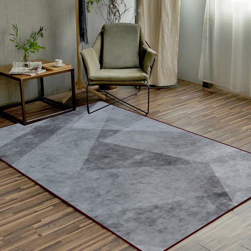 Modern living room rug in gray abstract irregular shape print rug polyester stain-resistant rug | Bowlift