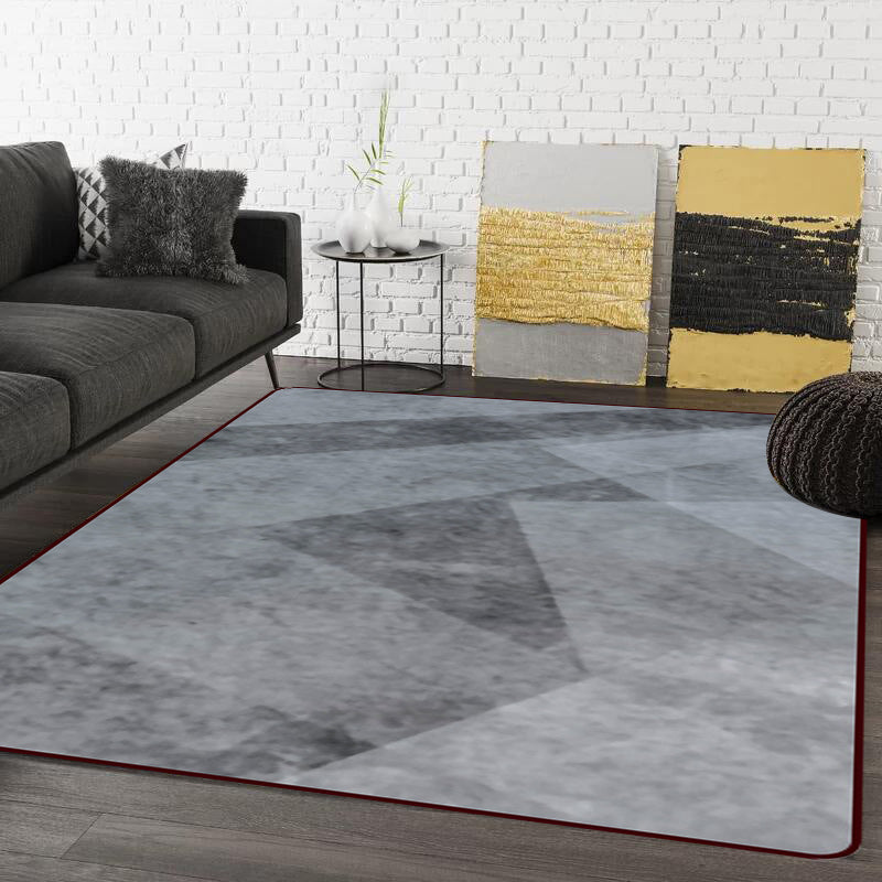 Modern living room rug in gray abstract irregular shape print rug polyester stain-resistant rug | Bowlift