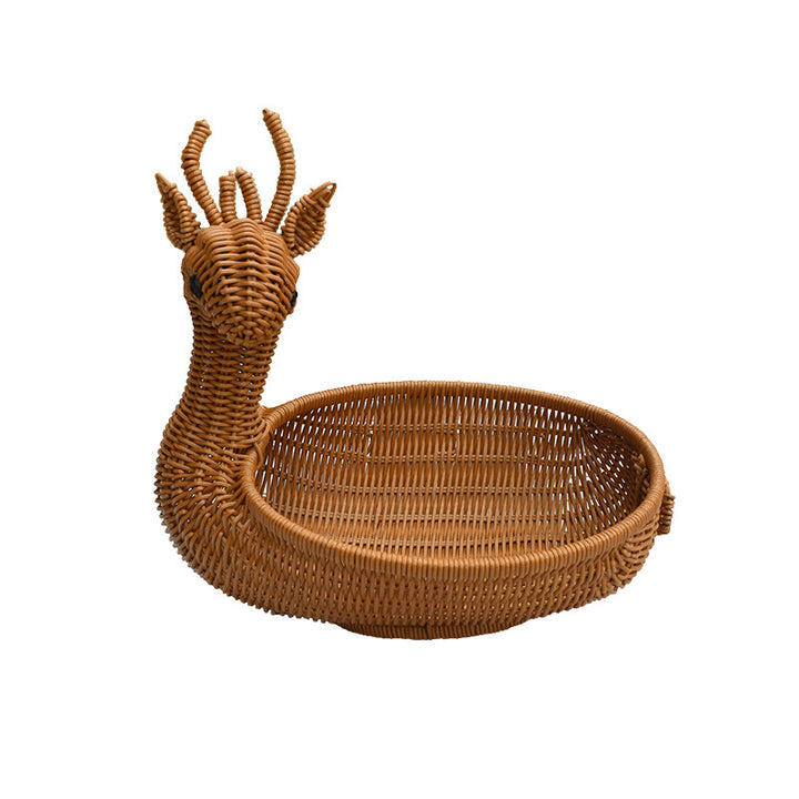 Decorative Woven Animal-Shaped Serving Tray Bowlift