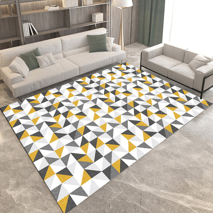 Simple modern rug in gray and brown geometric pattern rug polyester dirt-repellent rug for home decor | Bowlift