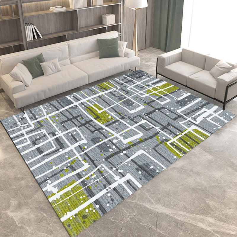 Simple modern rug in gray and brown geometric pattern rug polyester dirt-repellent rug for home decor | Bowlift