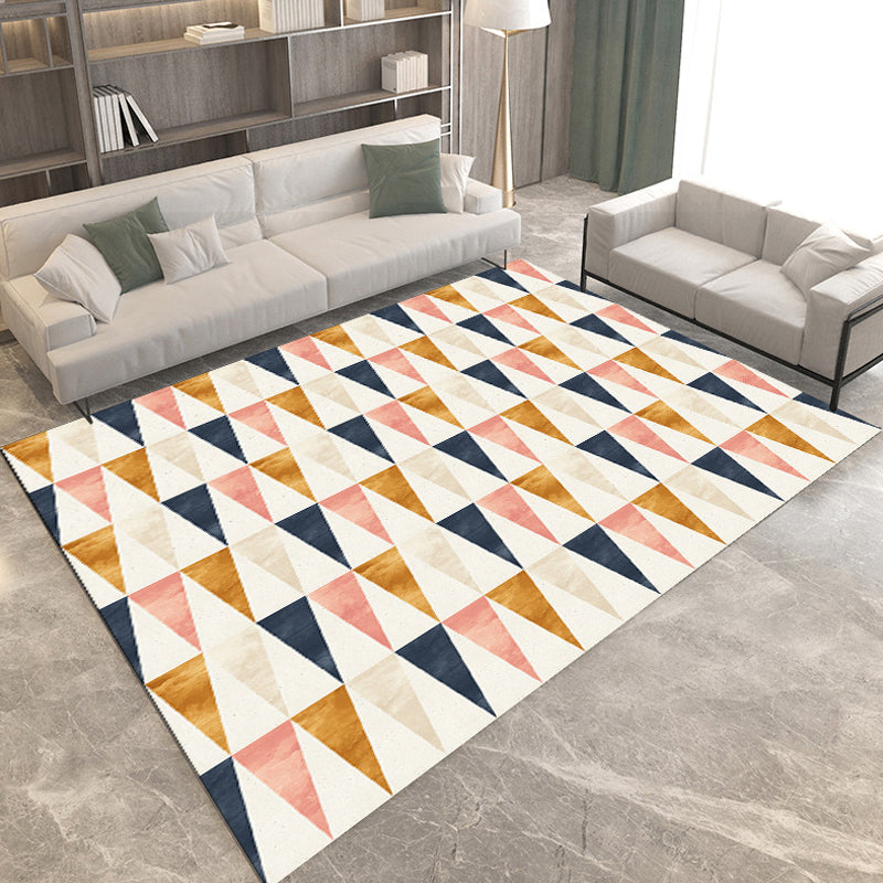 Simple modern rug in gray and brown geometric pattern rug polyester dirt-repellent rug for home decor | Bowlift