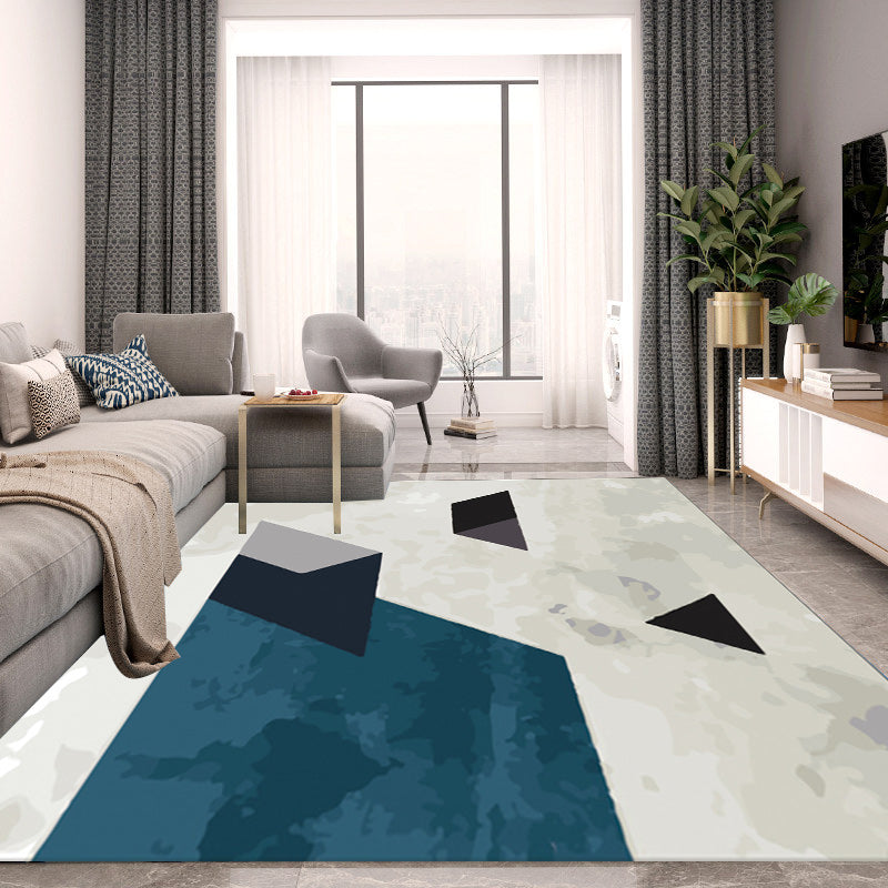 Modern living room rug in gray color block painting print rug polyester non-slip back rug | Bowlift