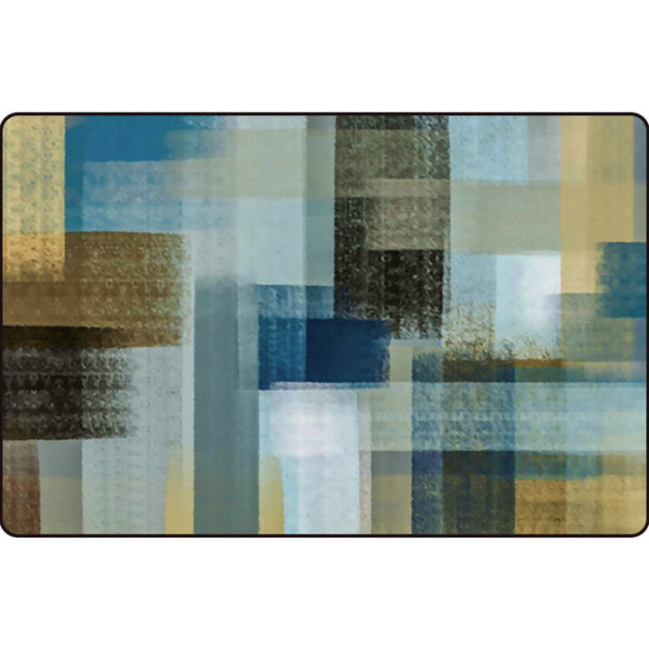 Blue and Brown Bedroom Rug Modern Abstract Painting Pattern Rug Polyester Non-Slip Back Rug | Bowlift