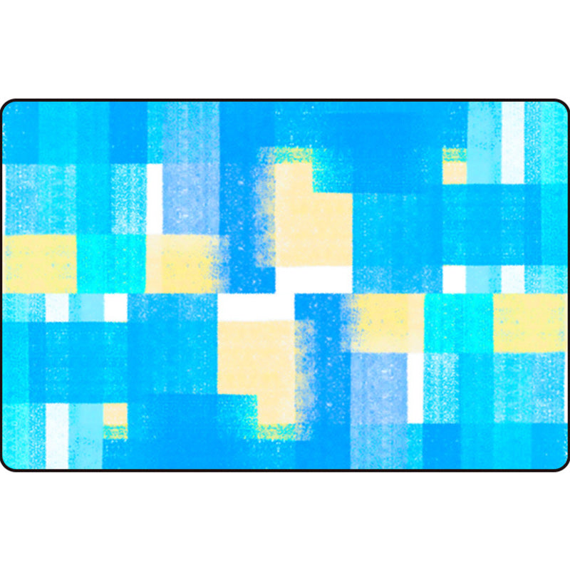 Blue and Brown Bedroom Rug Modern Abstract Painting Pattern Rug Polyester Non-Slip Back Rug | Bowlift