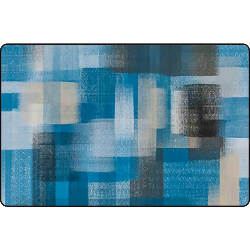 Blue and Brown Bedroom Rug Modern Abstract Painting Pattern Rug Polyester Non-Slip Back Rug | Bowlift