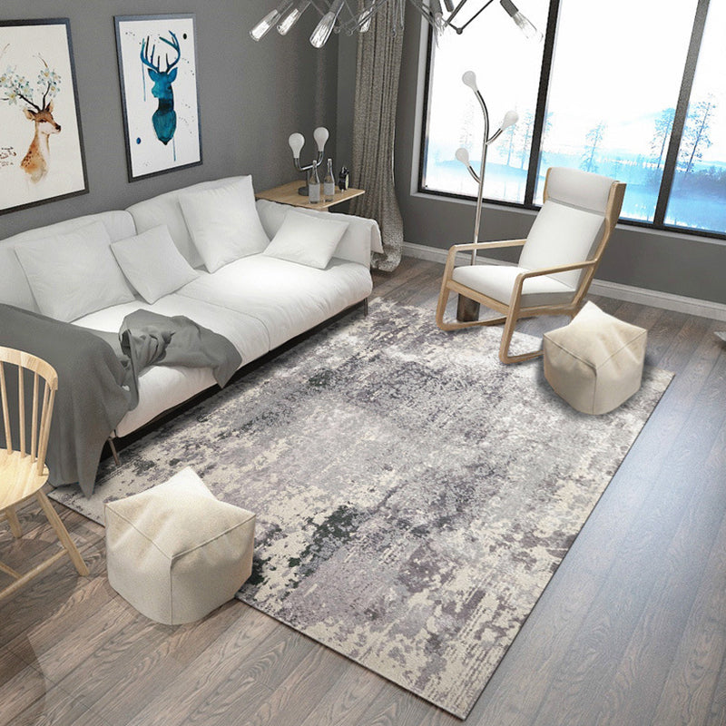 Blue and Brown Bedroom Rug Modern Abstract Painting Pattern Area Rug Polyester Pet-Friendly Rug | Bowlift