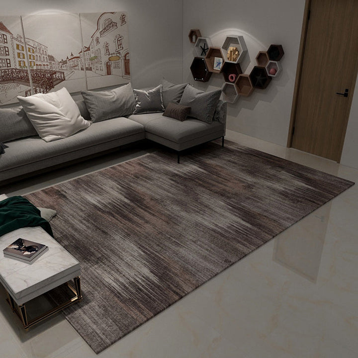 Nordic Modern Rug in Brown and Black with Abstract Stripe Pattern Rug Polyester Dirt-Repellent Rug for Home Decor | Bowlift