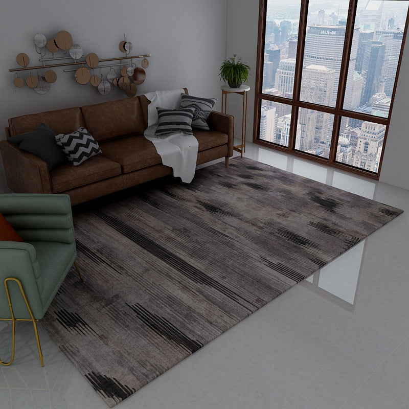 Nordic Modern Rug in Brown and Black with Abstract Stripe Pattern Rug Polyester Dirt-Repellent Rug for Home Decor | Bowlift