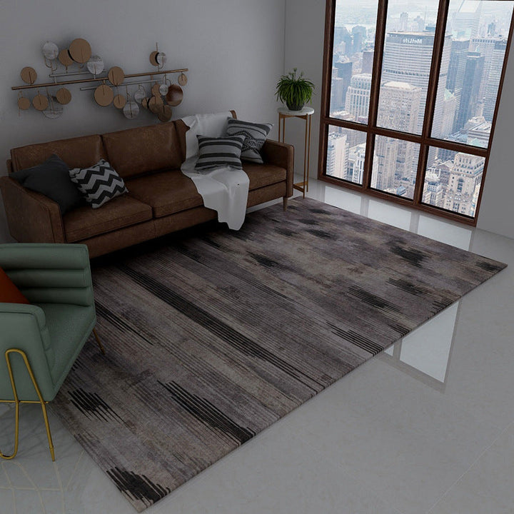 Nordic Modern Rug in Brown and Black with Abstract Stripe Pattern Rug Polyester Dirt-Repellent Rug for Home Decor | Bowlift
