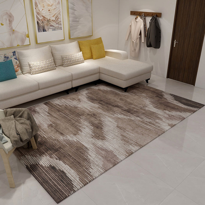 Nordic Modern Rug in Brown and Black with Abstract Stripe Pattern Rug Polyester Dirt-Repellent Rug for Home Decor | Bowlift