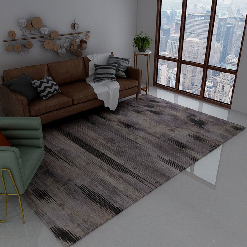 Nordic Modern Rug in Brown and Black with Abstract Stripe Pattern Rug Polyester Dirt-Repellent Rug for Home Decor | Bowlift