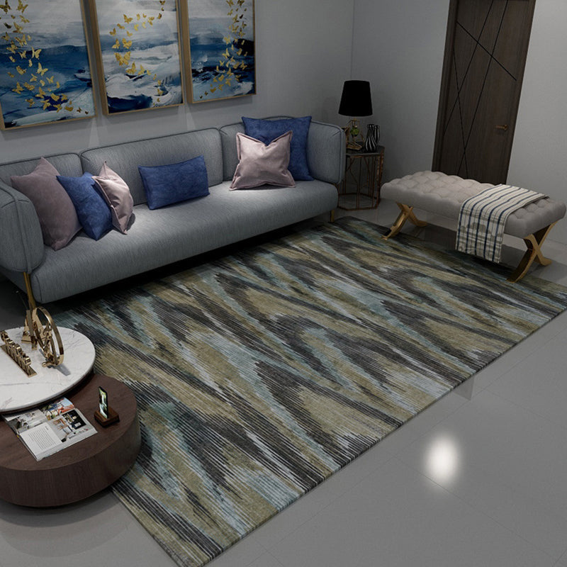 Nordic Modern Rug in Brown and Black with Abstract Stripe Pattern Rug Polyester Dirt-Repellent Rug for Home Decor | Bowlift