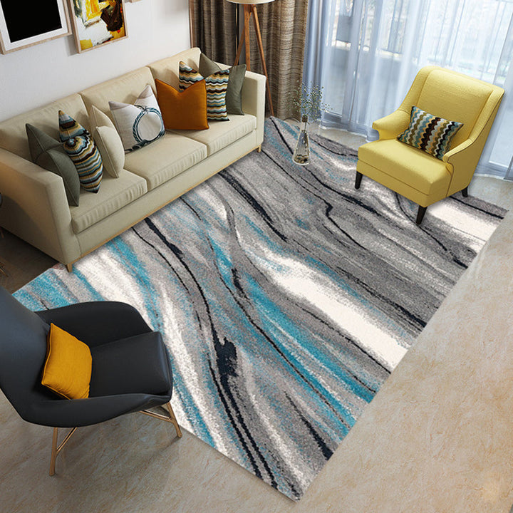 Blue and orange bedroom carpet modern abstract painting pattern carpet polyester stain-resistant carpet | Bowlift