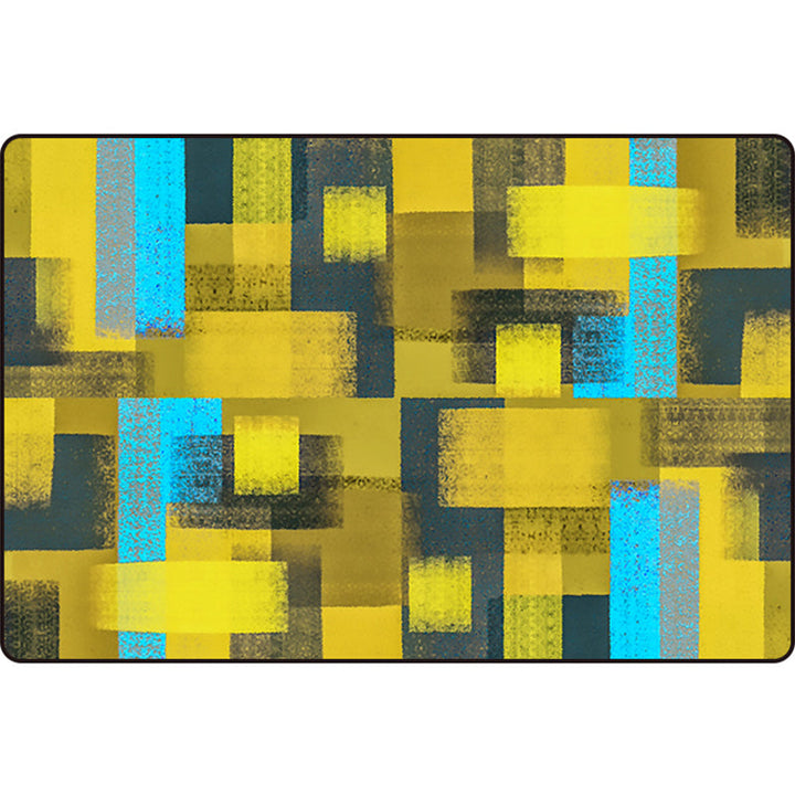 Black and Yellow Bedroom Rug Modern Abstract Painting Pattern Area Rug Polyester Washable Rug | Bowlift