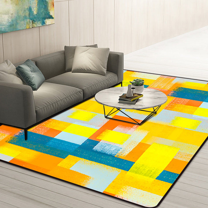 Black and Yellow Bedroom Rug Modern Abstract Painting Pattern Area Rug Polyester Washable Rug | Bowlift