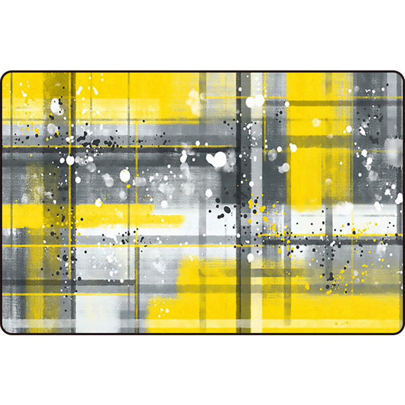 Black and Yellow Bedroom Rug Modern Abstract Painting Pattern Area Rug Polyester Washable Rug | Bowlift