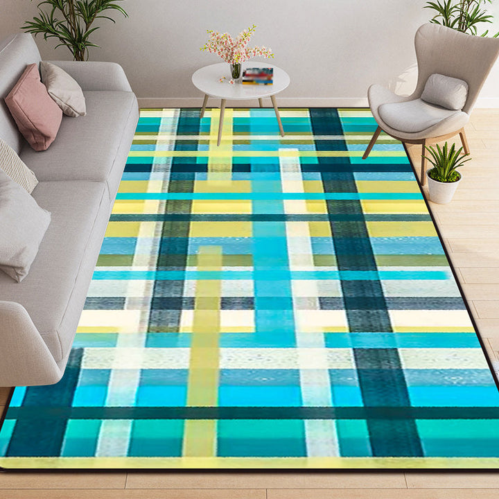 Modern living room rug in blue and purple with abstract stripe pattern Rug polyester non-slip washable rug | Bowlift