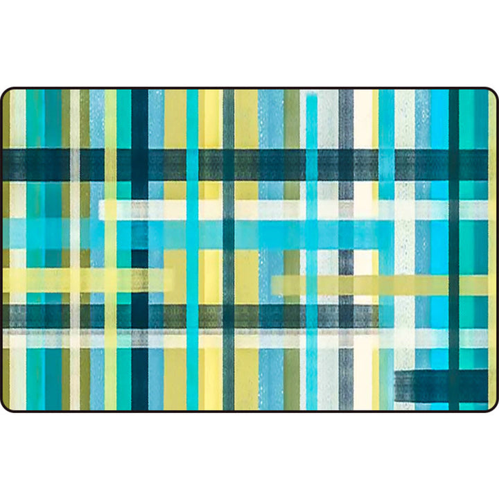 Modern living room rug in blue and purple with abstract stripe pattern Rug polyester non-slip washable rug | Bowlift