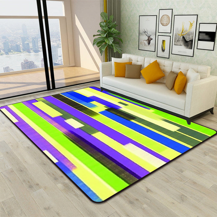 Modern living room rug in blue and purple with abstract stripe pattern Rug polyester non-slip washable rug | Bowlift