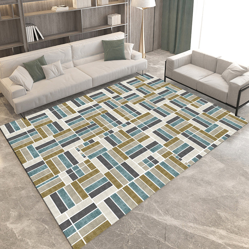 Modern Living Room Rug Multicolored Geometric Print Rug Polyester Non-Slip Underlay Area Rug | Bowlift