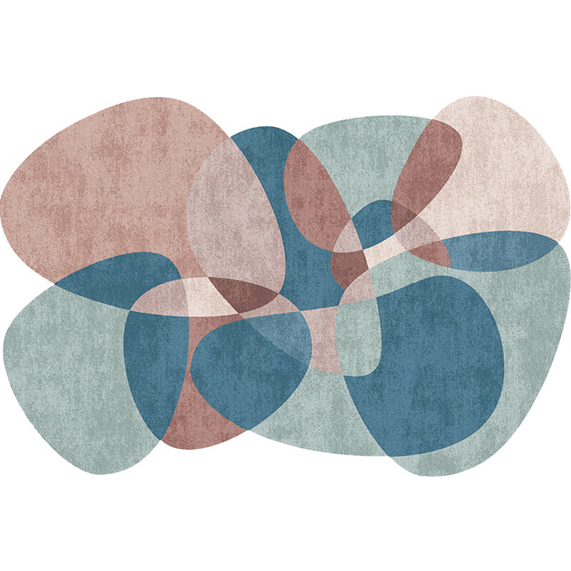 BowLift | Novelty Living Room irregular rug in gray and blue color block print rug polyester non-slip backing area rug