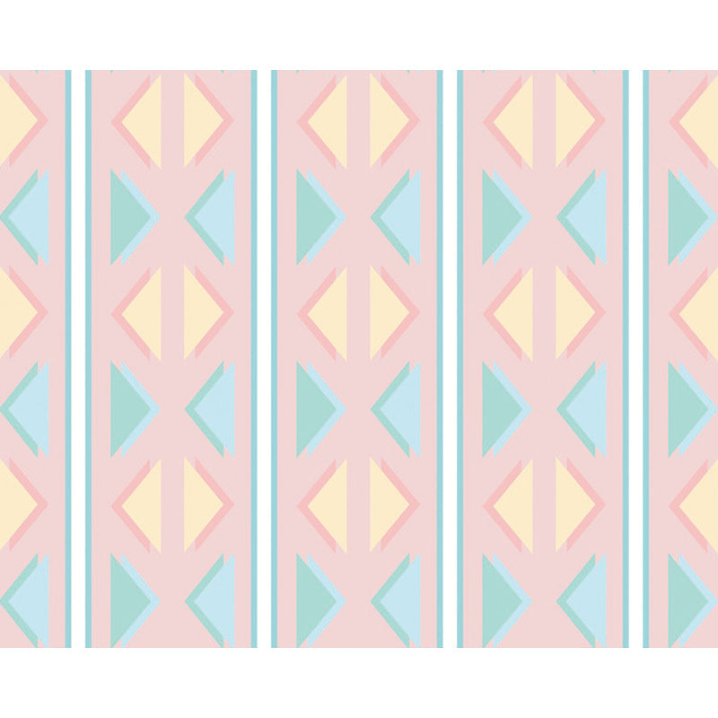 Contemporary modern rug in pink triangle pattern rug polyester stain-resistant rug for home decor | Bowlift