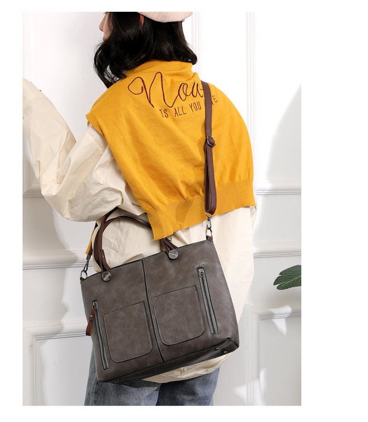 BowLift | Vintage Leather Autumn Shoulder Bag for Women – Stylish PU Crossbody Tote
