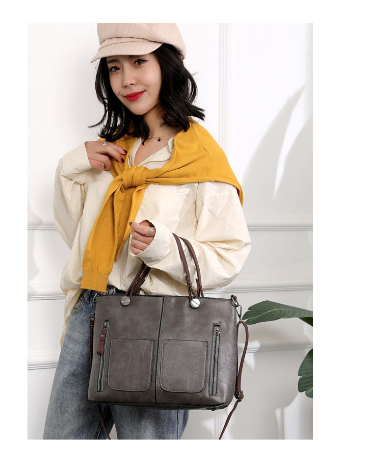 BowLift | Vintage Leather Autumn Shoulder Bag for Women – Stylish PU Crossbody Tote