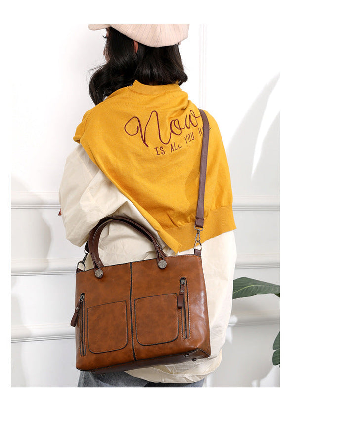 BowLift | Vintage Leather Autumn Shoulder Bag for Women – Stylish PU Crossbody Tote