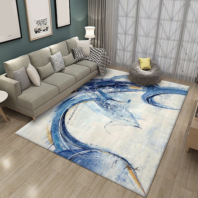 Modern living room carpet in orange and purple abstract paint print carpet polyester non-slip backing carpet | Bowlift