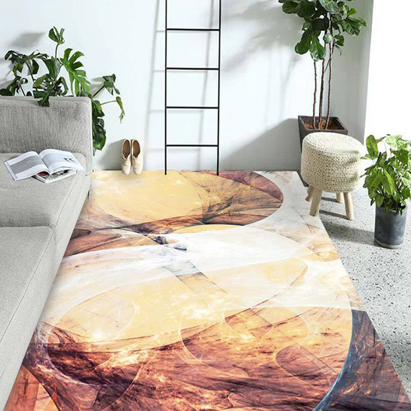 Modern living room carpet in orange and purple abstract paint print carpet polyester non-slip backing carpet | Bowlift