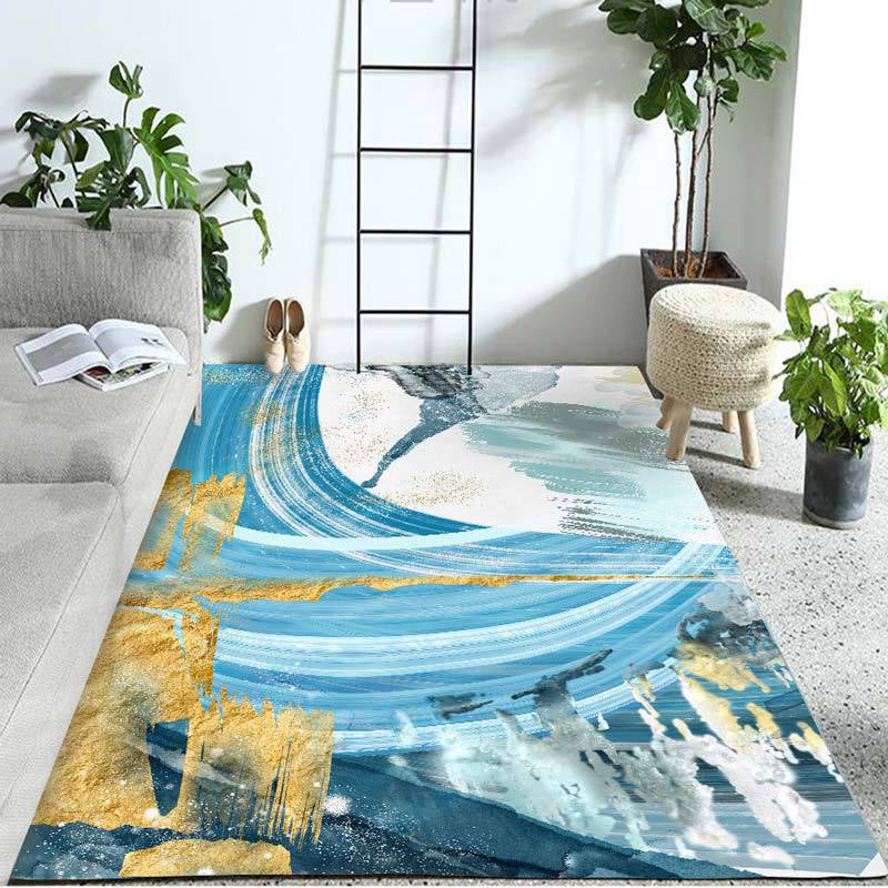 New Modern Rug in Purple and Blue Abstract Painting Pattern Rug Polyester Non-Slip Rug for Home Decor | Bowlift